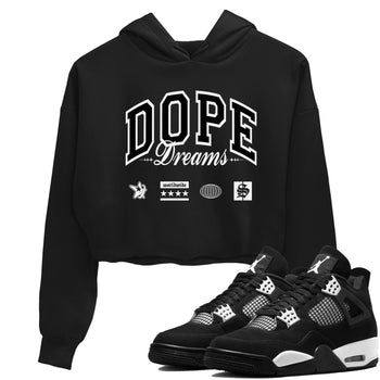 4s White Thunder shirts to match jordans Dope Dreams sneaker match tees Air Jordan 4 White Thunder SNRT Sneaker Release Tees unisex cotton Black 1 Crop Shirts