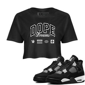 4s White Thunder shirts to match jordans Dope Dreams sneaker match tees Air Jordan 4 White Thunder SNRT Sneaker Release Tees unisex cotton Black 1 Crop Shirts