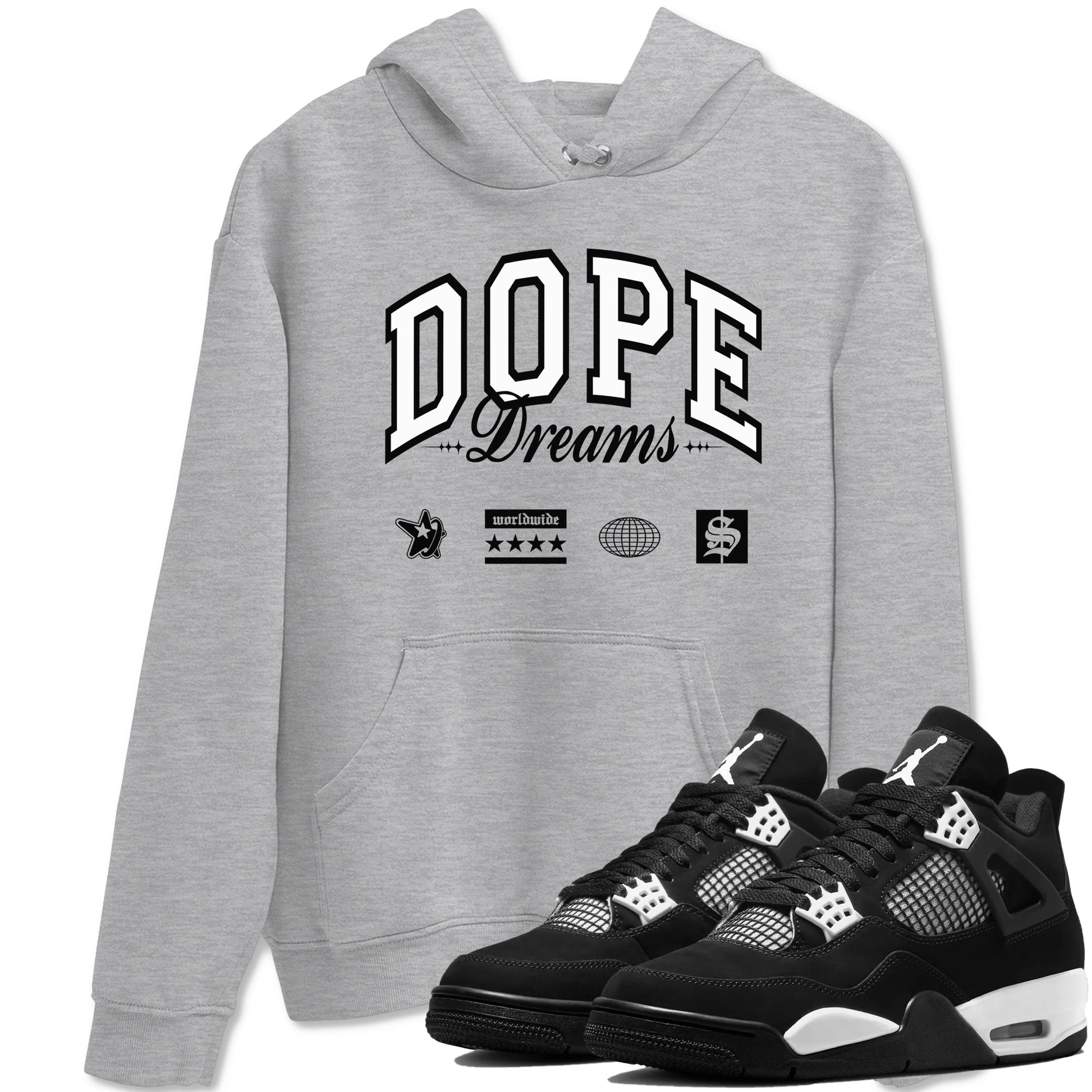4s White Thunder shirts to match jordans Dope Dreams sneaker match tees Air Jordan 4 White Thunder SNRT Sneaker Release Tees unisex cotton Heather Grey 1 crew neck shirts