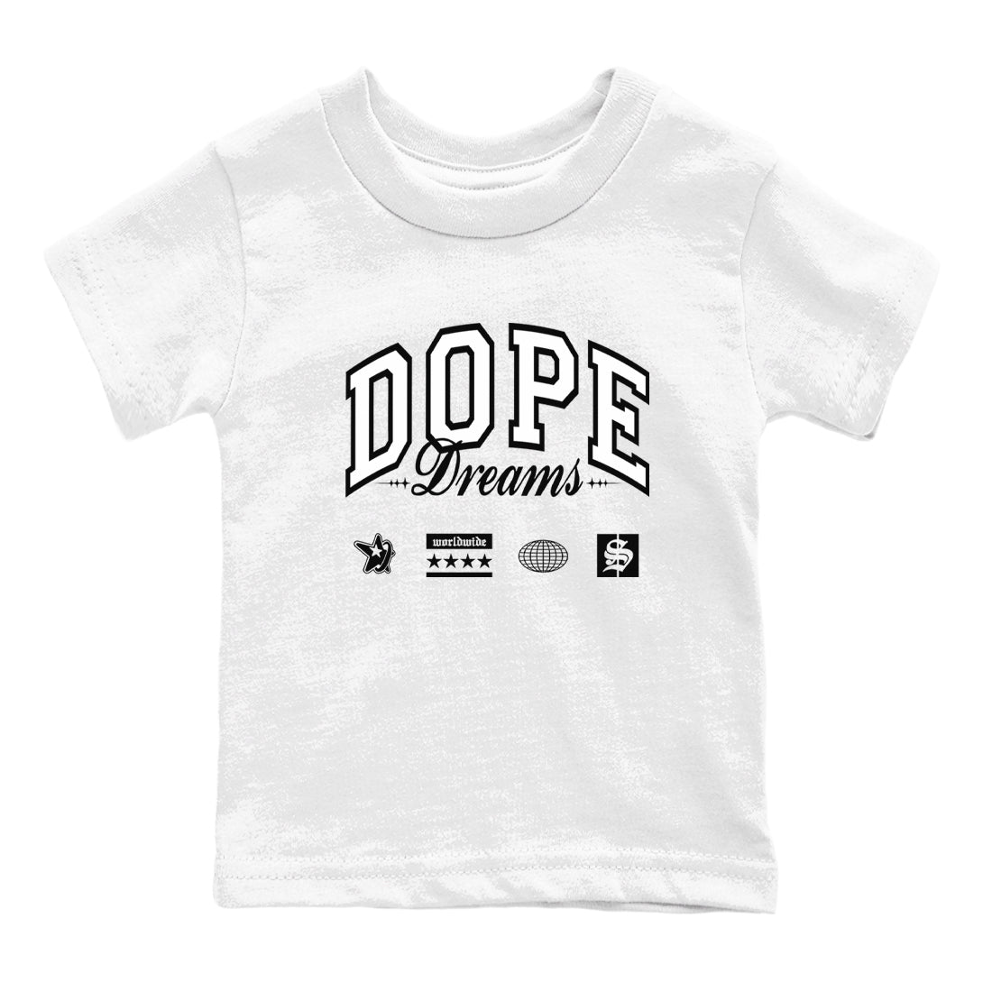 4s White Thunder shirts to match jordans Dope Dreams sneaker match tees Air Jordan 4 White Thunder SNRT Sneaker Release Tees Youth Baby White 2 crew neck shirts