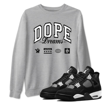 4s White Thunder shirts to match jordans Dope Dreams sneaker match tees Air Jordan 4 White Thunder SNRT Sneaker Release Tees unisex cotton Heather Grey 1 crew neck shirts