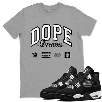 4s White Thunder shirts to match jordans Dope Dreams sneaker match tees Air Jordan 4 White Thunder SNRT Sneaker Release Tees unisex cotton Heather Grey 1 crew neck shirts