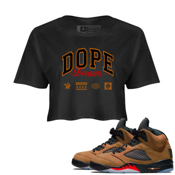 5s Archaeo Brown shirts to match jordans Dope Dreams sneaker match tees Air Jordan 5 Archaeo Brown SNRT Sneaker Release Tees unisex cotton Black 1 Crop Shirts