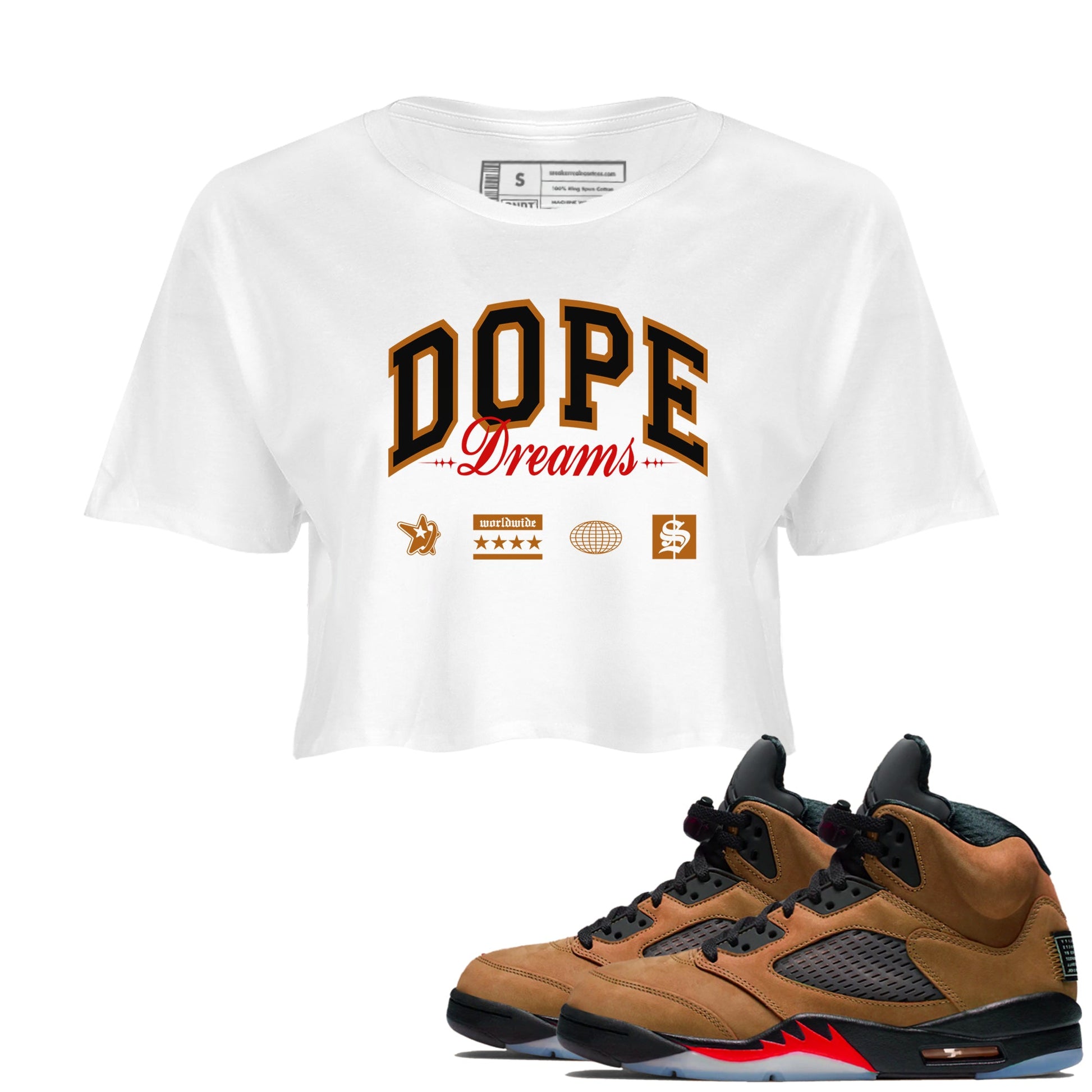 5s Archaeo Brown shirts to match jordans Dope Dreams sneaker match tees Air Jordan 5 Archaeo Brown SNRT Sneaker Release Tees unisex cotton White 1 Crop Shirts