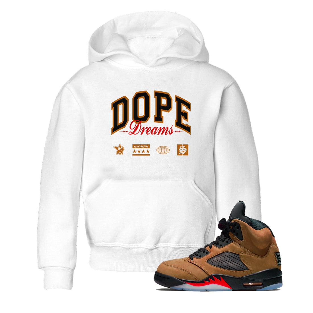 5s Archaeo Brown shirts to match jordans Dope Dreams sneaker match tees Air Jordan 5 Archaeo Brown SNRT Sneaker Release Tees Youth Baby White 1 crew neck shirts