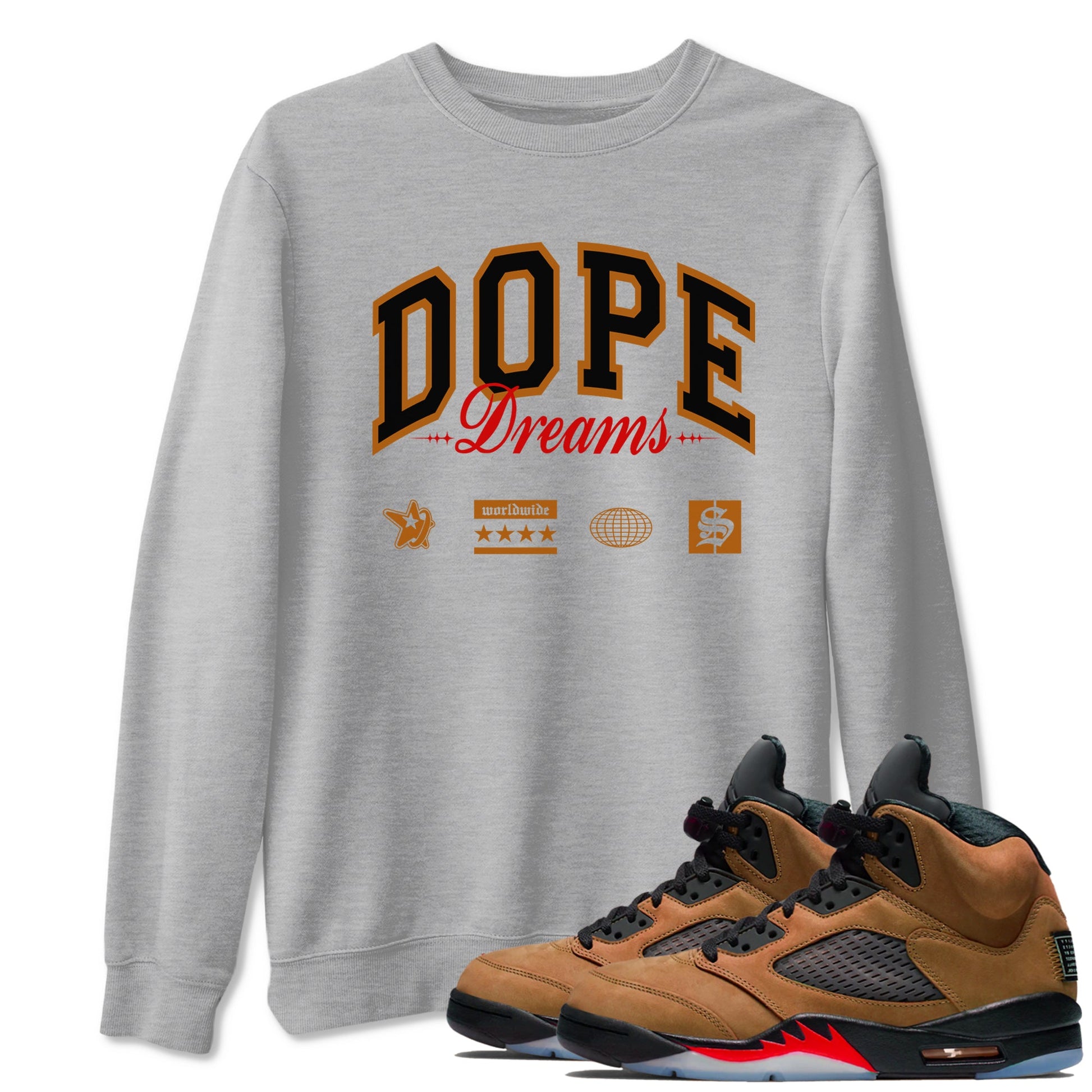 5s Archaeo Brown shirts to match jordans Dope Dreams sneaker match tees Air Jordan 5 Archaeo Brown SNRT Sneaker Release Tees unisex cotton Heather Grey 1 crew neck shirts