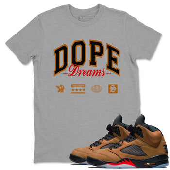 5s Archaeo Brown shirts to match jordans Dope Dreams sneaker match tees Air Jordan 5 Archaeo Brown SNRT Sneaker Release Tees unisex cotton Heather Grey 1 crew neck shirts