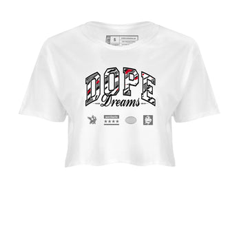 Sneaker Threads – Sneaker Tees To Match Air Jordan 8 Bunny – Dope Dreams Crop Tee White 2. Perfect for Jordan releases 2025 colorways.