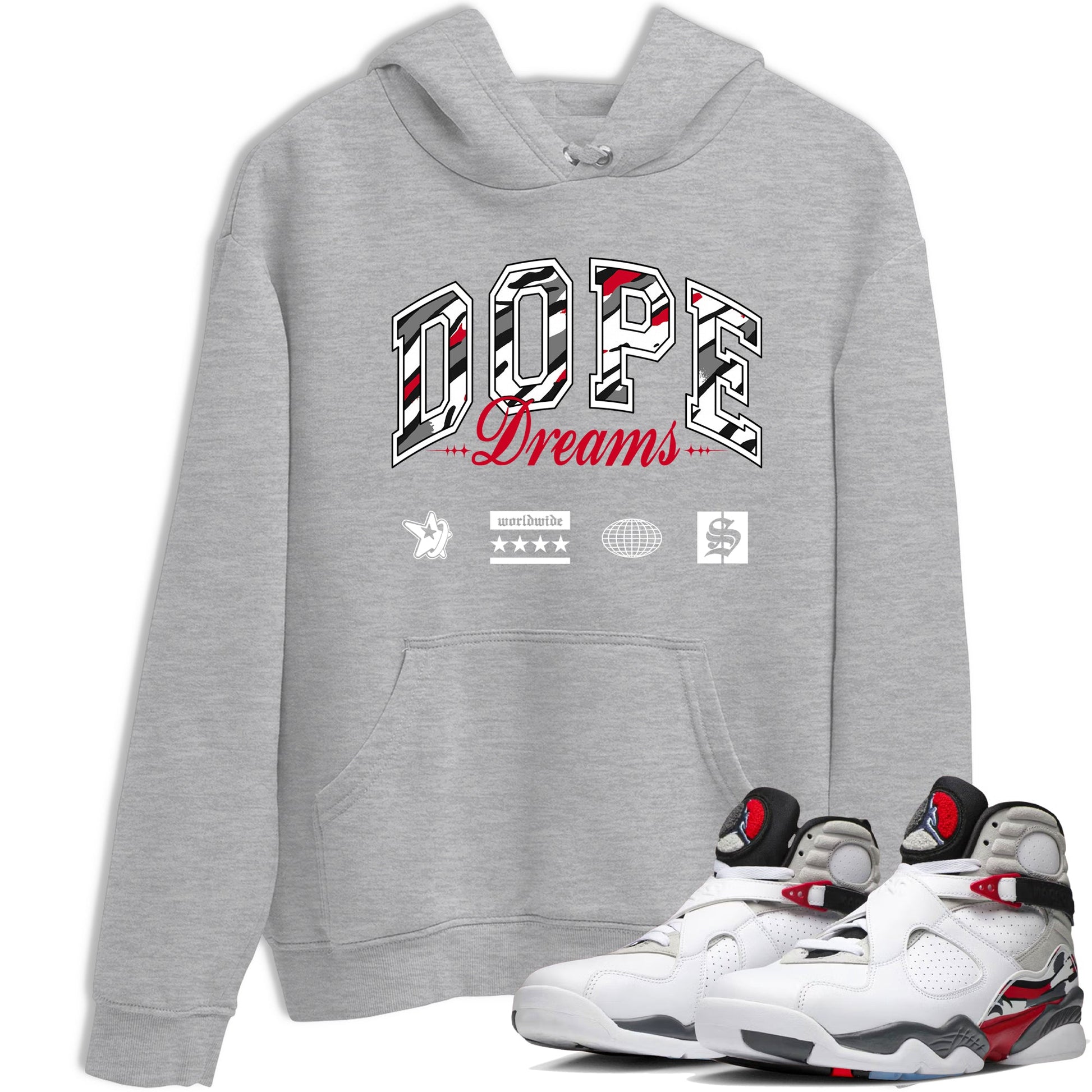 Sneaker Threads – Sneaker Tees To Match Air Jordan 8 Bunny – Dope Dreams Graphic Tee Heather Grey 1. Perfect for Jordan releases 2025 colorways.