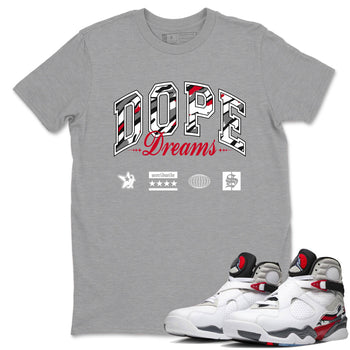Sneaker Threads – Sneaker Tees To Match Air Jordan 8 Bunny – Dope Dreams Graphic Tee Heather Grey 1. Perfect for Jordan releases 2025 colorways.
