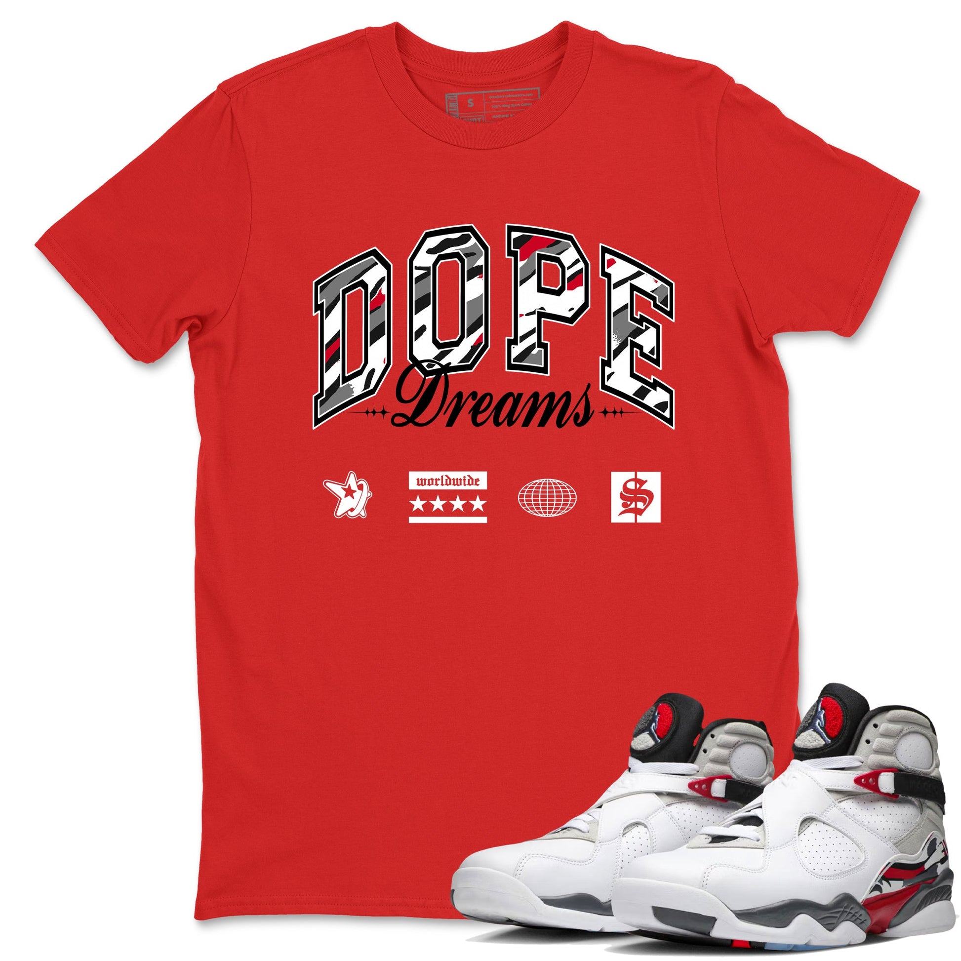 Sneaker Threads – Sneaker Tees To Match Air Jordan 8 Bunny – Dope Dreams Graphic Tee Red 1. Perfect for Jordan releases 2025 colorways.