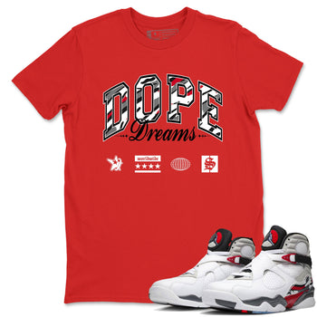 Sneaker Threads – Sneaker Tees To Match Air Jordan 8 Bunny – Dope Dreams Graphic Tee Red 1. Perfect for Jordan releases 2025 colorways.
