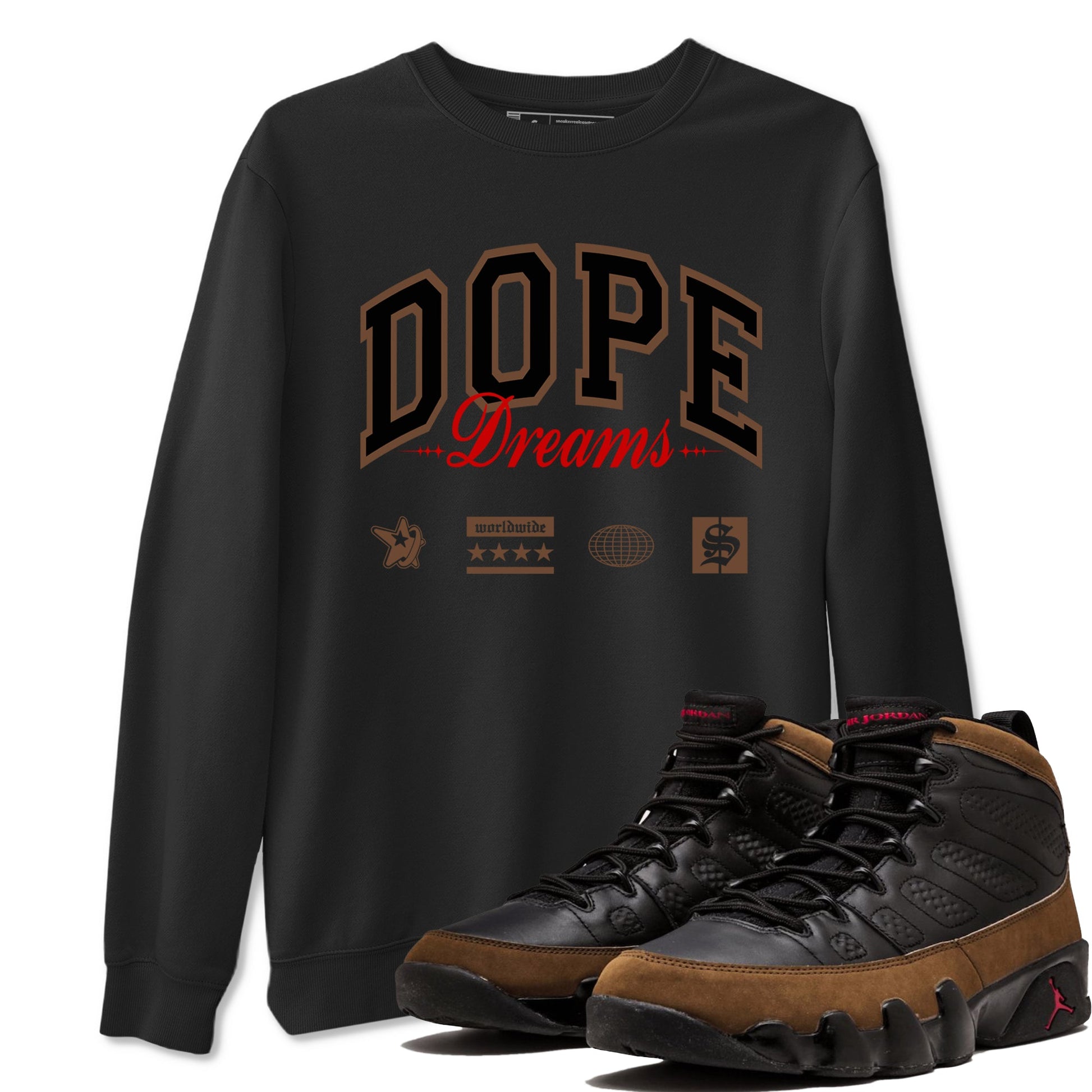 9s Olive shirts to match jordans Dope Dreams sneaker match tees Air Jordan 9 Olive match shoes to clothes SNRT Sneaker Tees unisex cotton Black 1 shirts