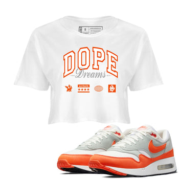 Air Max 1 OG '86 'Summit White and Cosmic Clay shirts to match jordans Dope Dreams sneaker match tees Air Max 1 Cosmic Clay match shoes to clothes SNRT Sneaker Tees unisex cotton White 1 crop tee