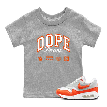 Air Max 1 OG '86 'Summit White and Cosmic Clay shirts to match jordans Dope Dreams sneaker match tees Air Max 1 Cosmic Clay match shoes to clothes SNRT Sneaker Tees Youth Baby Heather Grey 1 tee