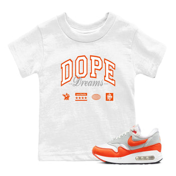 Air Max 1 OG '86 'Summit White and Cosmic Clay shirts to match jordans Dope Dreams sneaker match tees Air Max 1 Cosmic Clay match shoes to clothes SNRT Sneaker Tees Youth Baby White 1 tee
