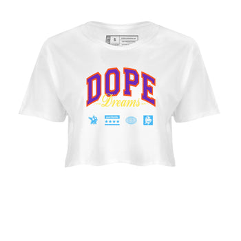 Sneaker Threads – Sneaker Tees To Match New Balance 9060 Prism Purple – Dope Dreams Crop Tee White 2. Perfect for Jordan releases 2025 colorways.