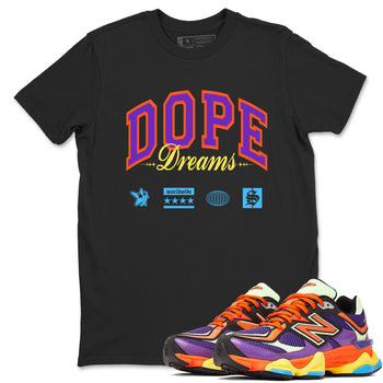 Sneaker Threads – Sneaker Tees To Match New Balance 9060 Prism Purple – Dope Dreams Graphic Tee Black 1. Perfect for Jordan releases 2025 colorways.