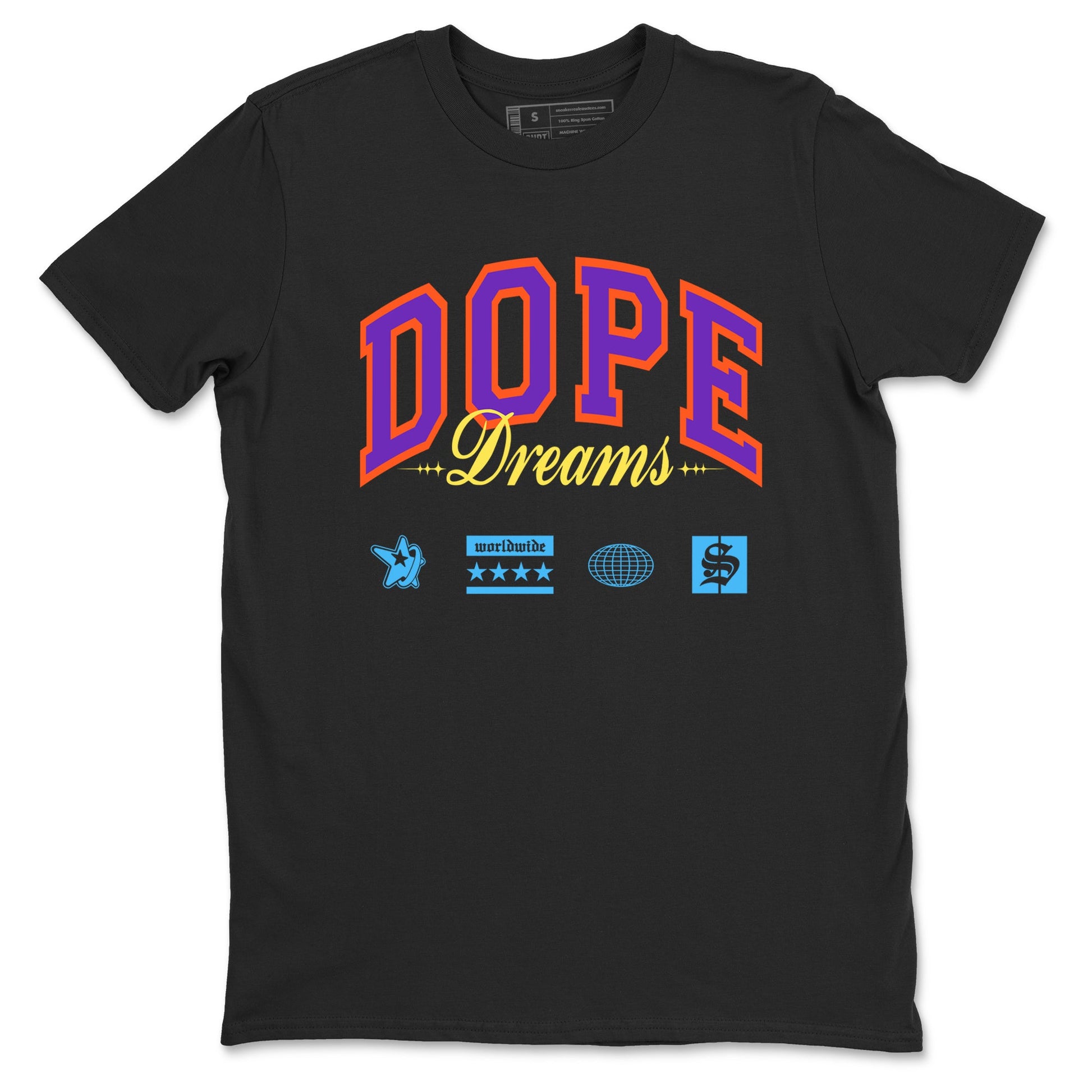 Sneaker Threads – Sneaker Tees To Match New Balance 9060 Prism Purple – Dope Dreams Graphic Tee Black 2. Perfect for Jordan releases 2025 colorways.
