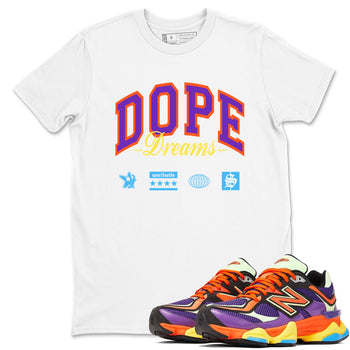 Sneaker Threads – Sneaker Tees To Match New Balance 9060 Prism Purple – Dope Dreams Graphic Tee White 1. Perfect for Jordan releases 2025 colorways.