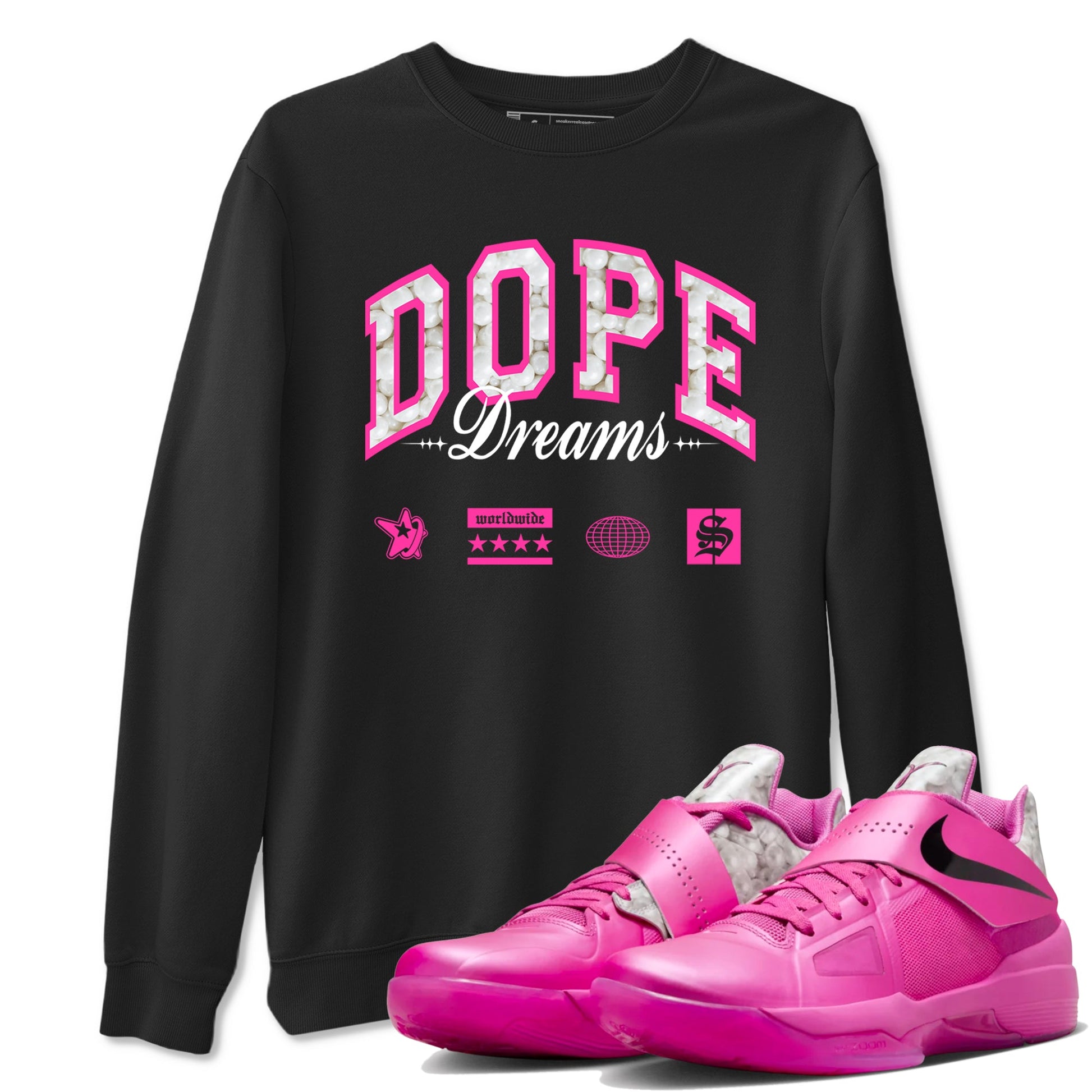 Nike KD 4 Retro Aunt Pearl shirts to match jordans Dope Dreams sneaker match tees Nike KD 4 Aunt Pearl match shoes to clothes SNRT Sneaker Tees unisex cotton Black 1 shirts