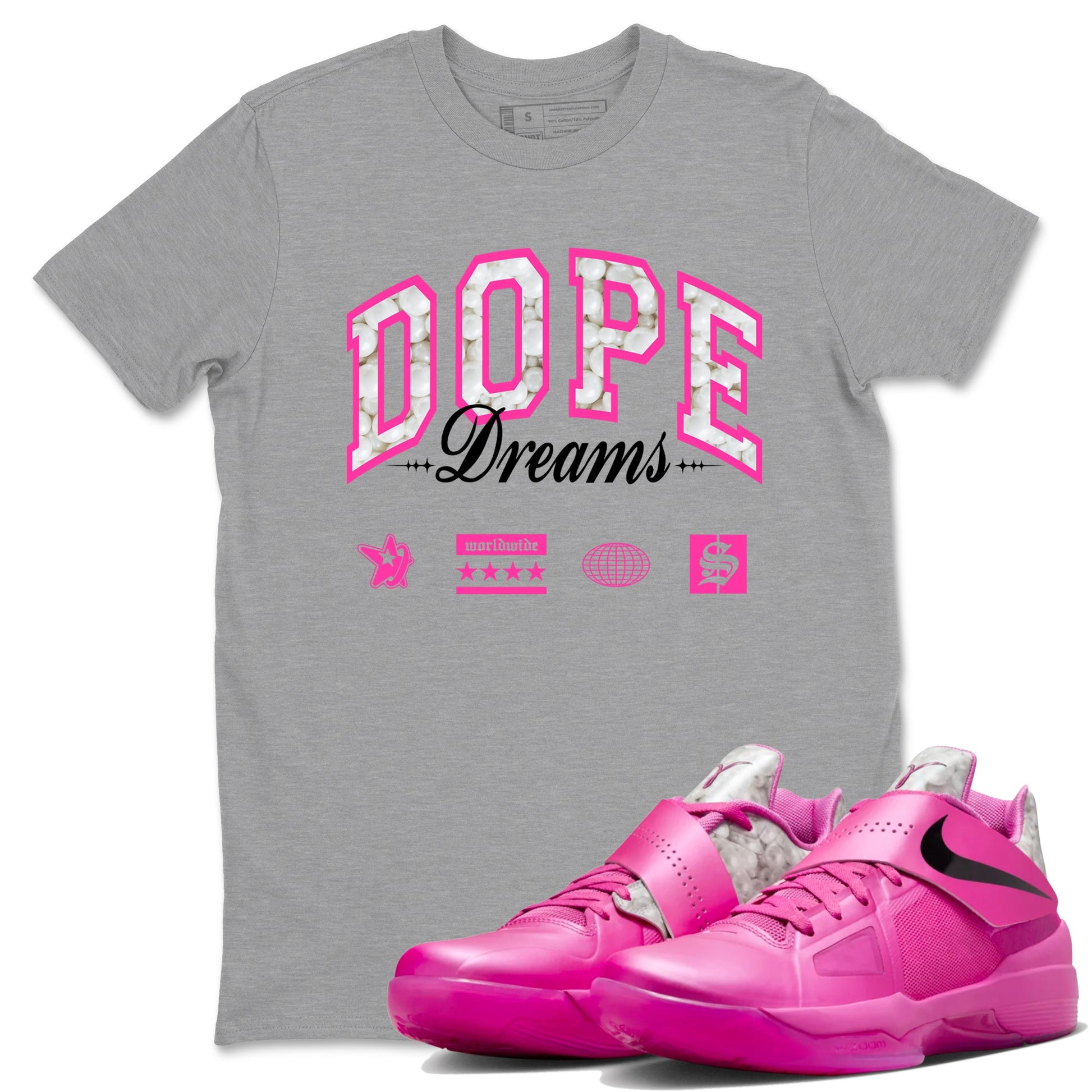 Nike KD 4 Retro Aunt Pearl shirts to match jordans Dope Dreams sneaker match tees Nike KD 4 Aunt Pearl match shoes to clothes SNRT Sneaker Tees unisex cotton Heather Grey 1 shirts