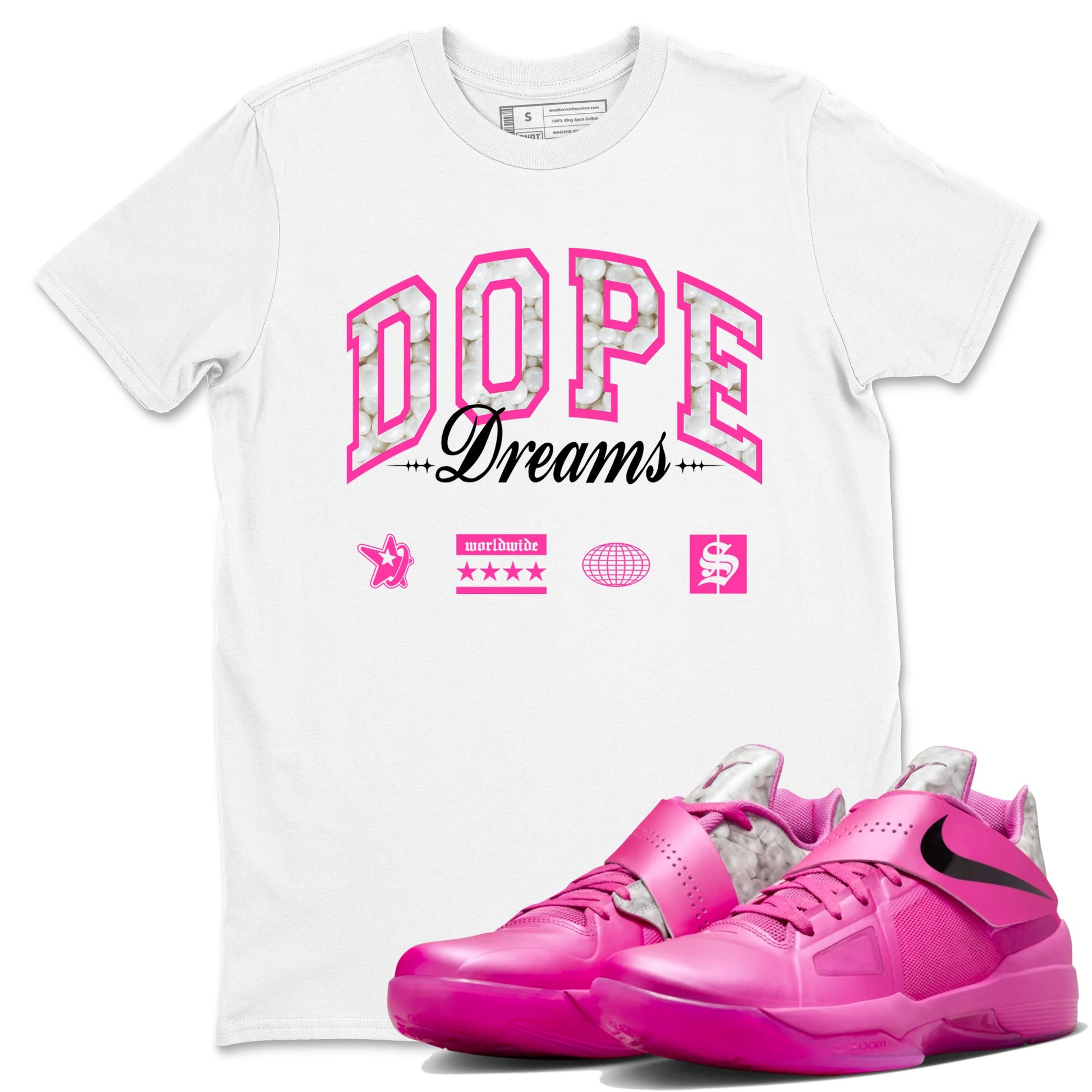 Nike KD 4 Retro Aunt Pearl shirts to match jordans Dope Dreams sneaker match tees Nike KD 4 Aunt Pearl match shoes to clothes SNRT Sneaker Tees unisex cotton White 1 shirts
