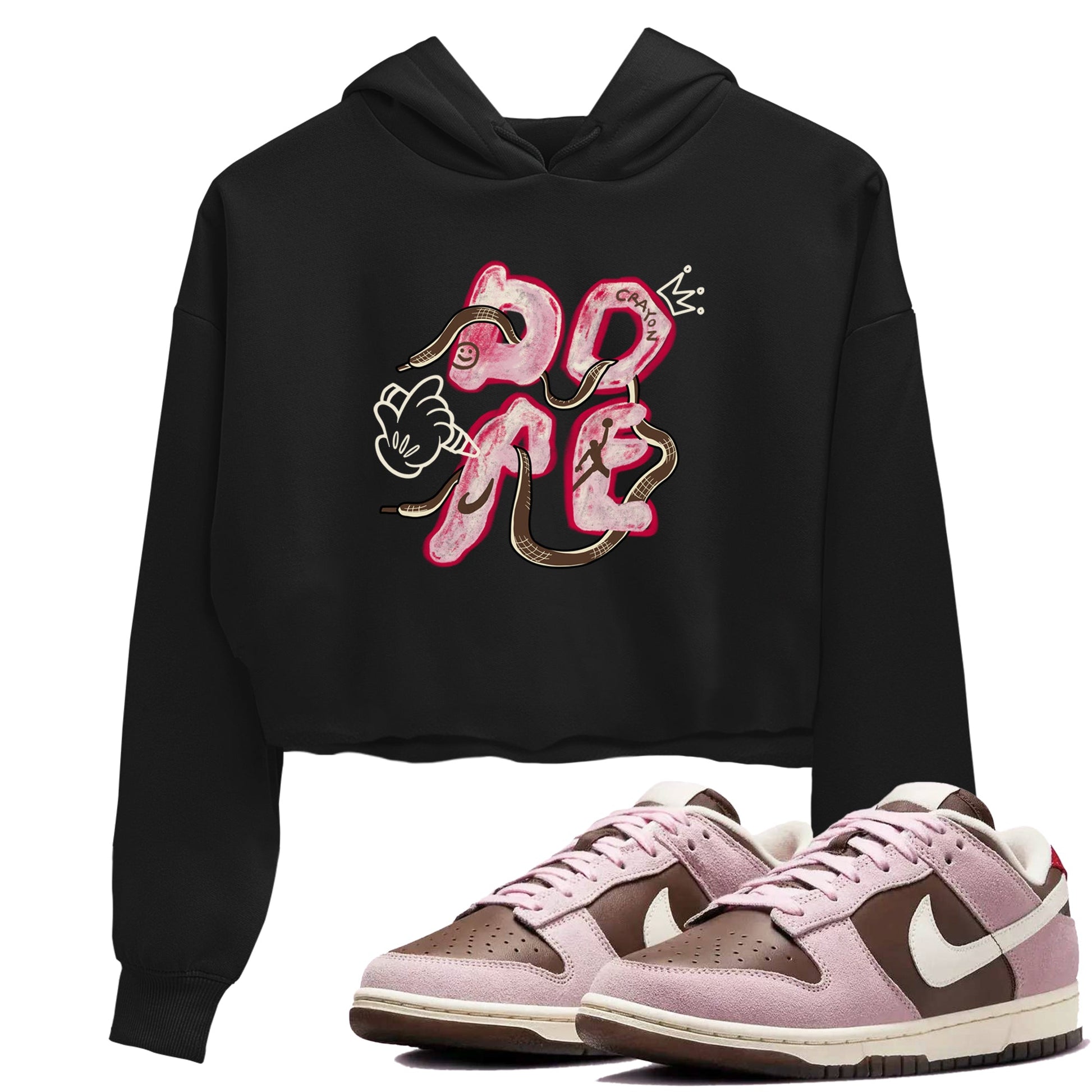 Dunk Cacao Wow And Pink Foam shirts to match jordans Dope sneaker match tees Dunk Cacao Wow And Pink Foam SNRT Sneaker Tees streetwear brand Black 1 crop tee
