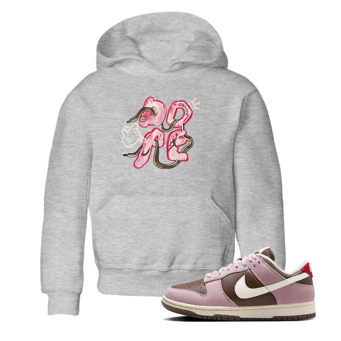 Dunk Cacao Wow And Pink Foam shirts to match jordans Dope sneaker match tees Dunk Cacao Wow And Pink Foam SNRT Sneaker Tees streetwear brand Baby and Youth Heather Grey 1 cotton tee