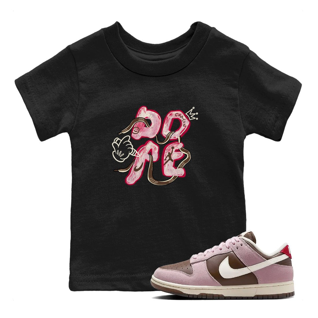 Dunk Cacao Wow And Pink Foam shirts to match jordans Dope sneaker match tees Dunk Cacao Wow And Pink Foam SNRT Sneaker Tees streetwear brand Baby and Youth Black 1 cotton tee