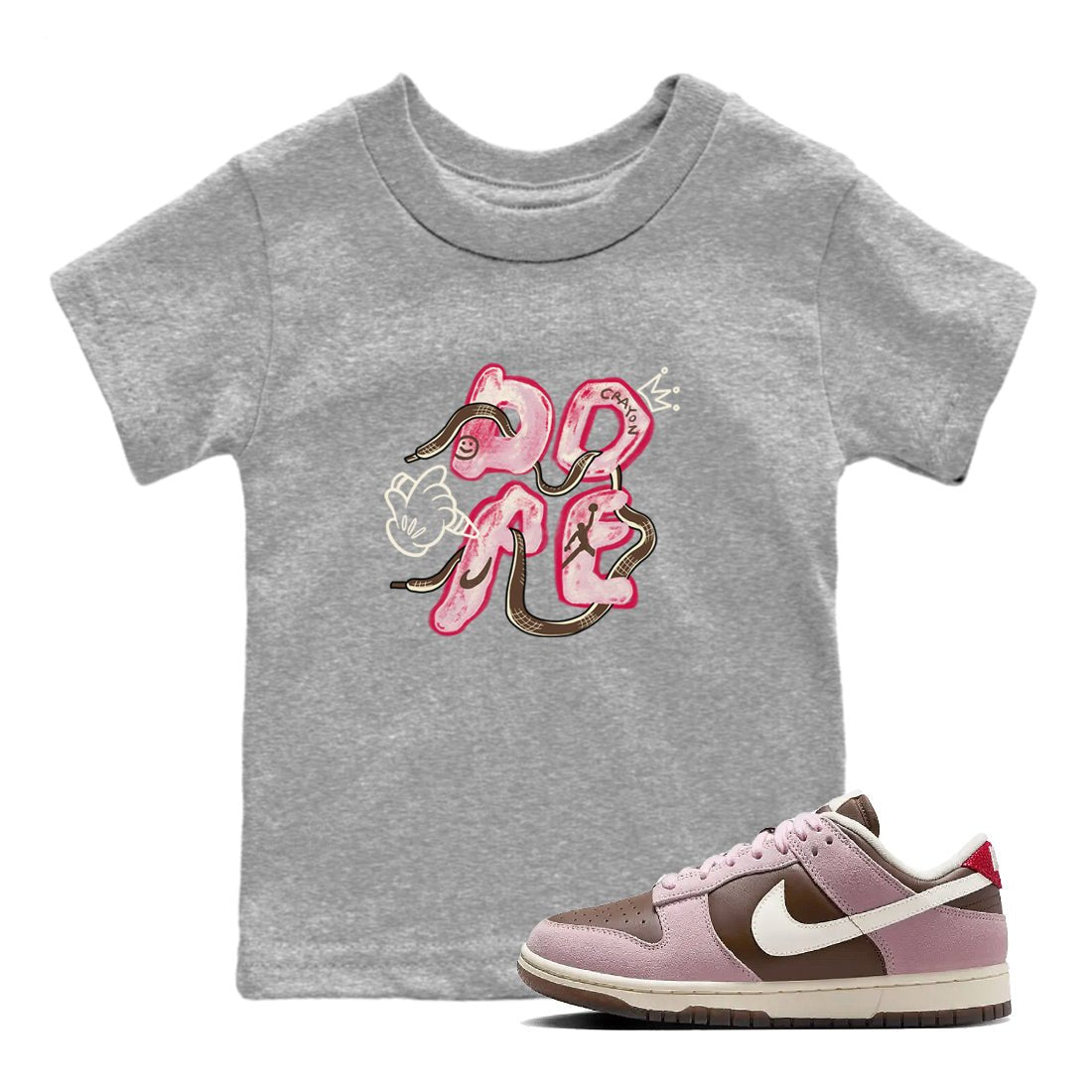 Dunk Cacao Wow And Pink Foam shirts to match jordans Dope sneaker match tees Dunk Cacao Wow And Pink Foam SNRT Sneaker Tees streetwear brand Baby and Youth Heather Grey 1 cotton tee