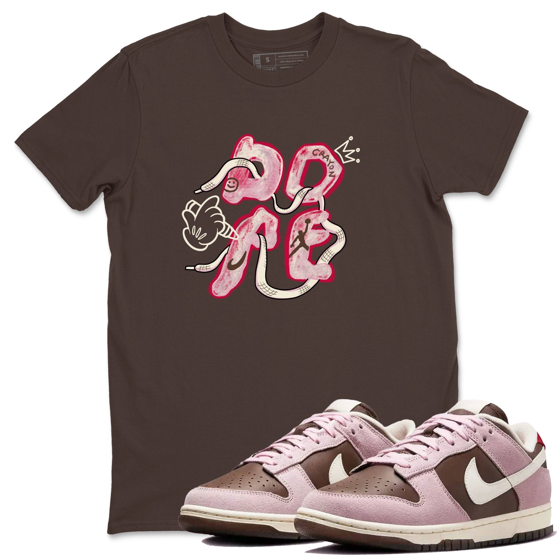 Dunk Cacao Wow And Pink Foam shirts to match jordans Dope sneaker match tees Dunk Cacao Wow And Pink Foam SNRT Sneaker Tees streetwear brand Dark Chocolate 1 unisex cotton tee