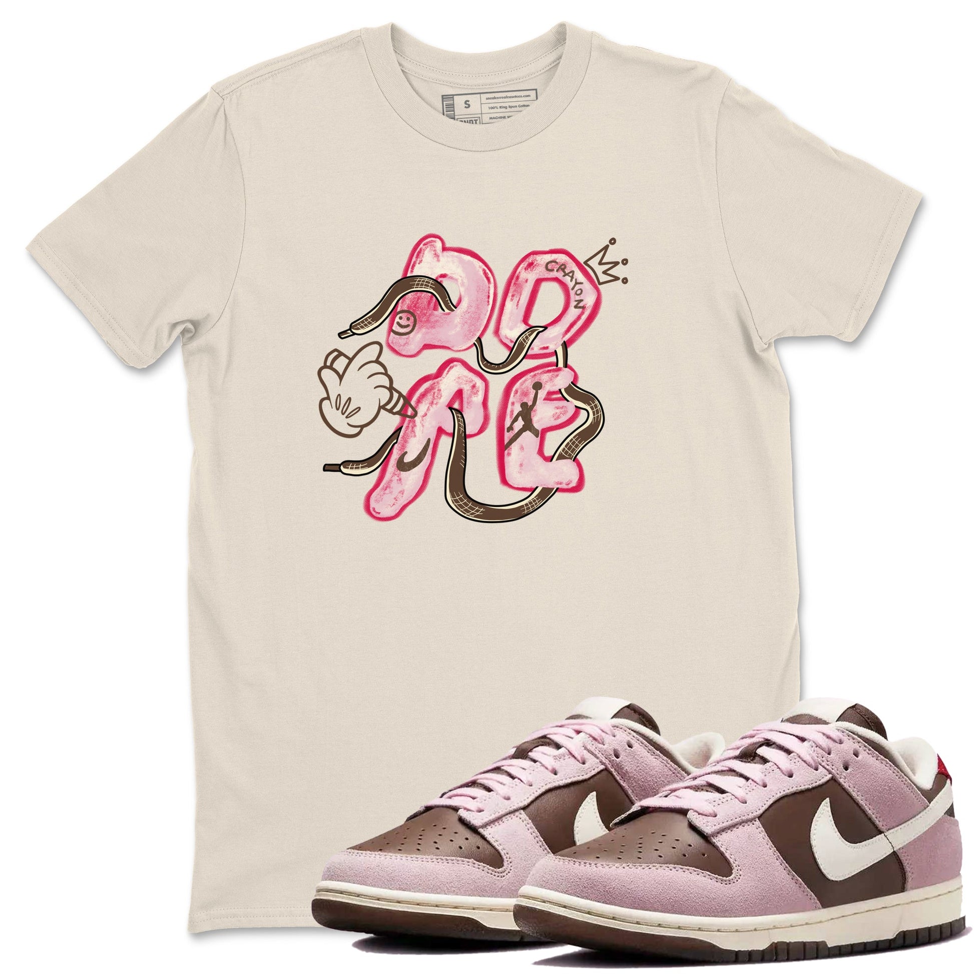 Dunk Cacao Wow And Pink Foam shirts to match jordans Dope sneaker match tees Dunk Cacao Wow And Pink Foam SNRT Sneaker Tees streetwear brand Natural 1 unisex cotton tee
