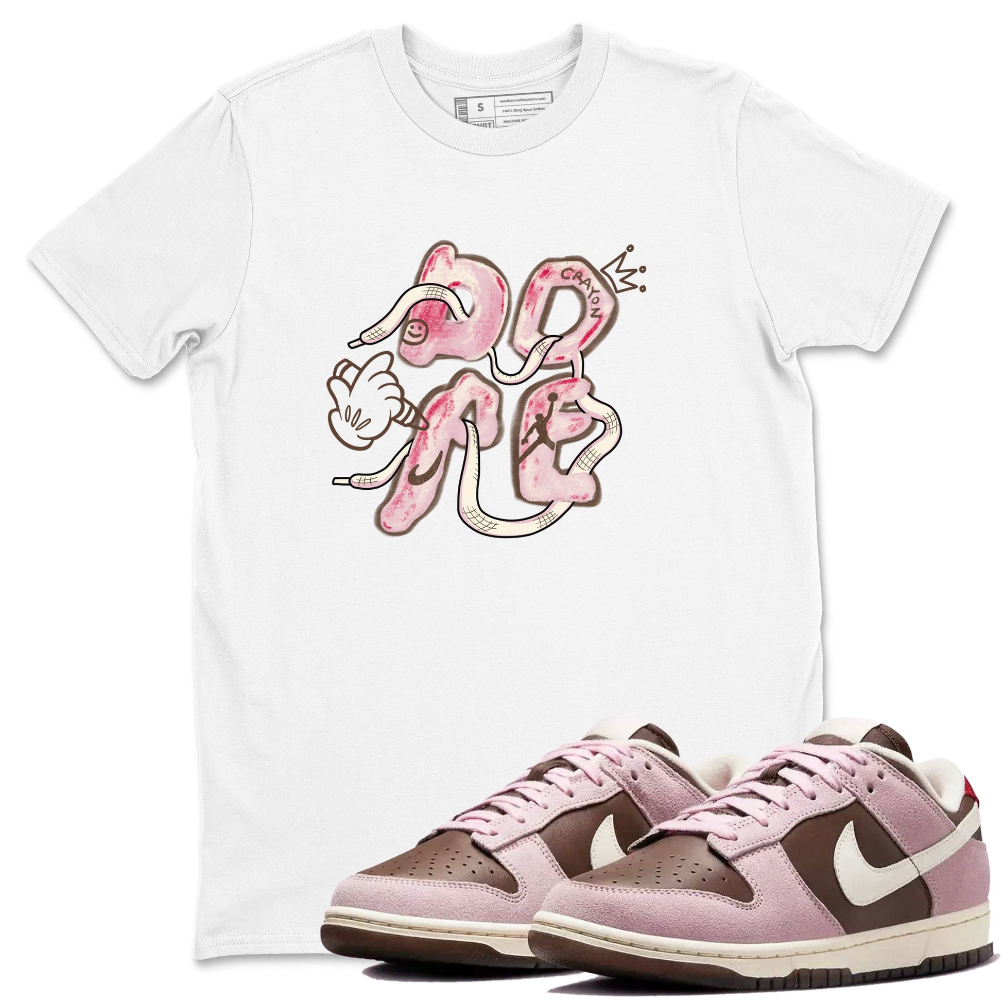 Dunk Cacao Wow And Pink Foam shirts to match jordans Dope sneaker match tees Dunk Cacao Wow And Pink Foam SNRT Sneaker Tees streetwear brand White 1 unisex cotton tee