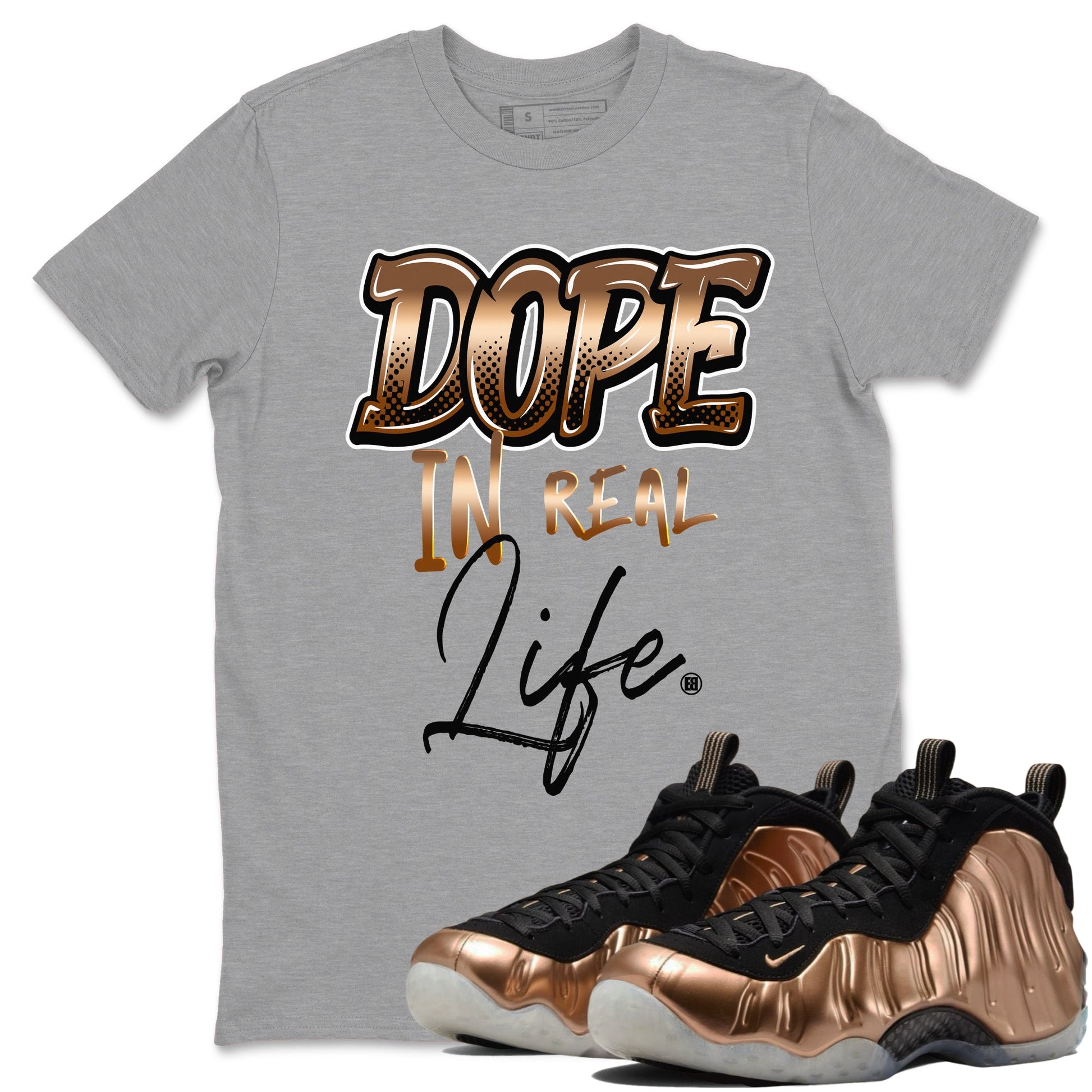 Foams One Metallic Copper shirts to match jordans Dope In Real Life sneaker match tees Air Foamposite One Metallic Copper match shoes to clothes SNRT Sneaker Tees unisex cotton Heather Grey 1 shirts