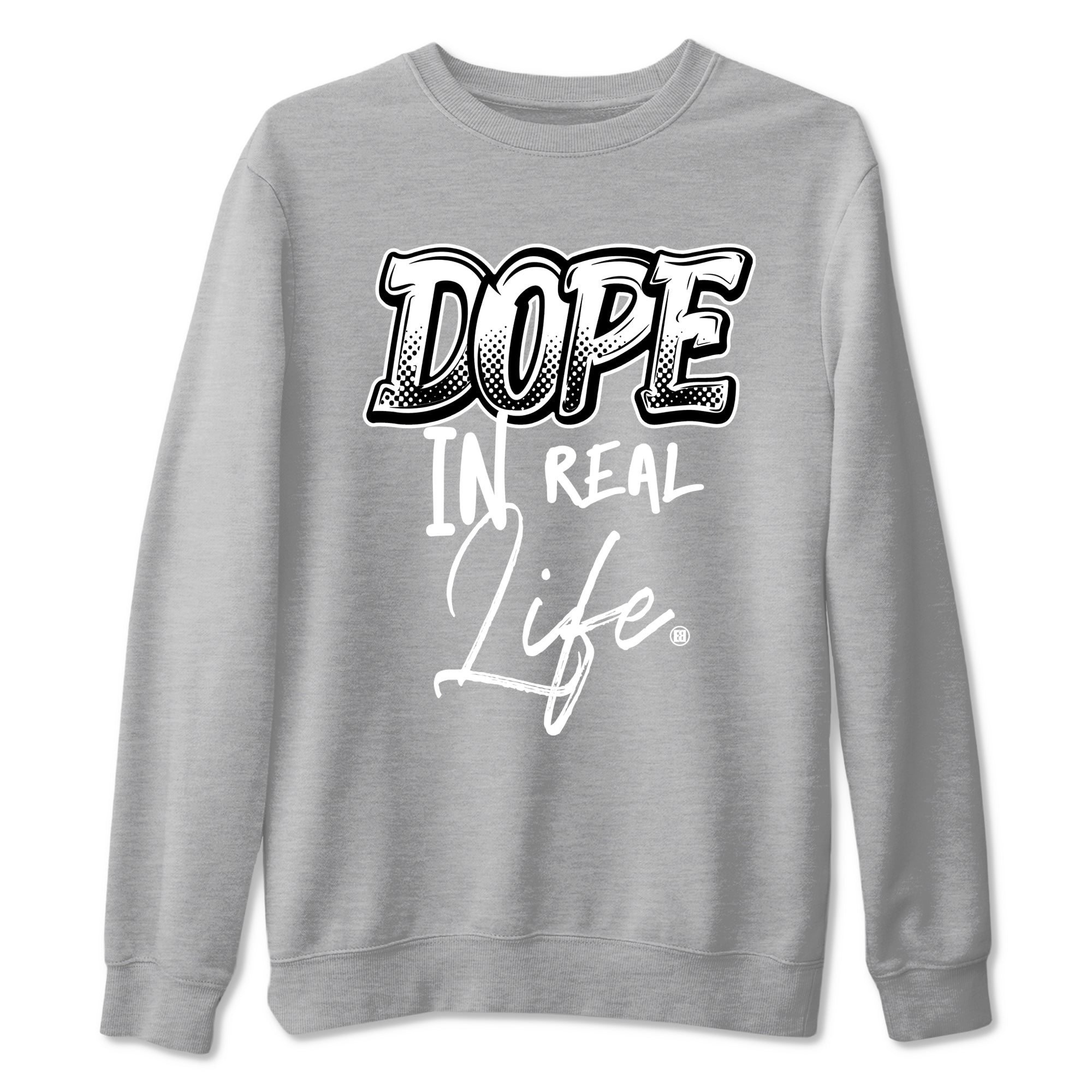 Dope In Real Life sneaker match t-shirt styled to complete your fit with the Air Foamposite One Triple White sneakers, graphic shirts in Heather Grey 2.