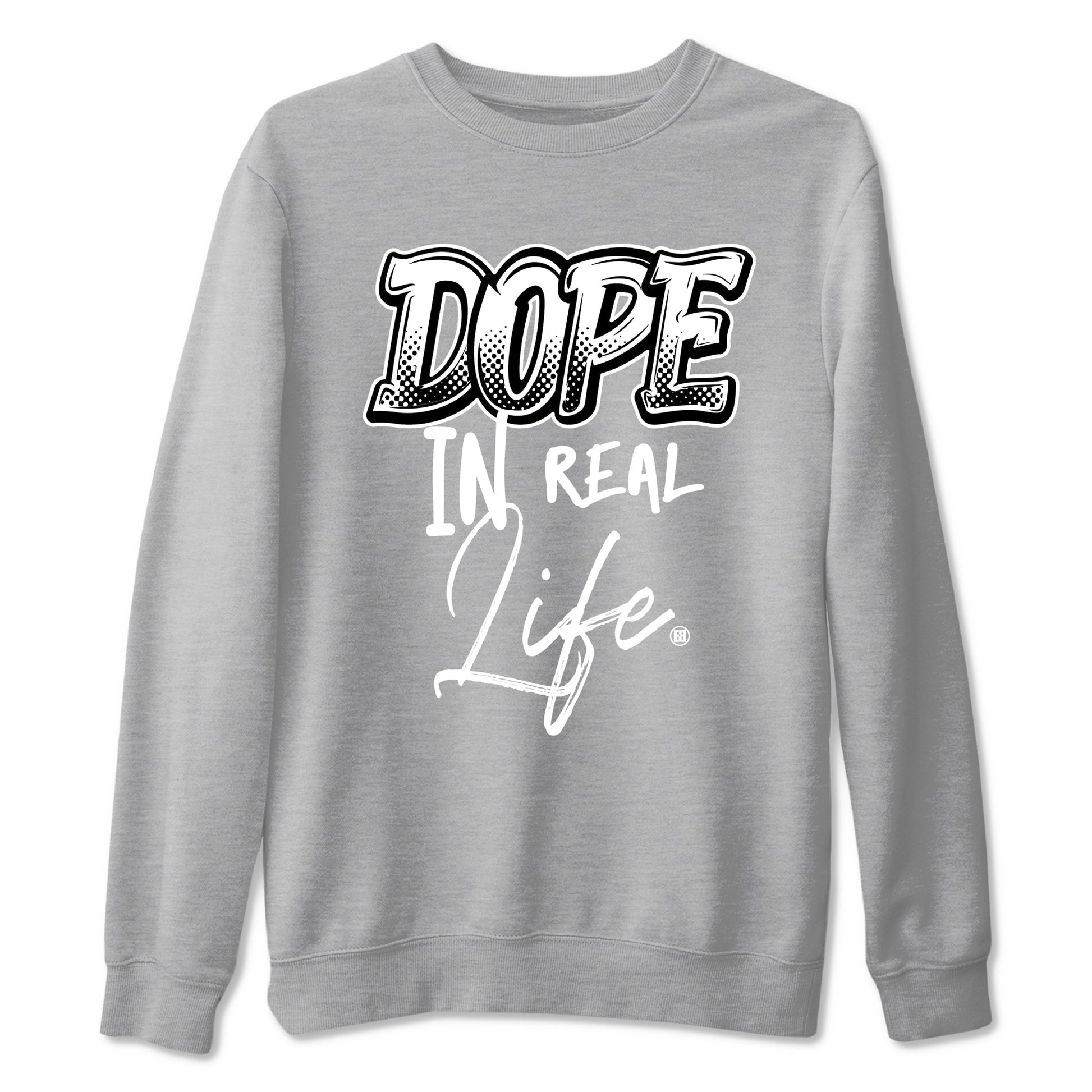 Dope In Real Life sneaker match t-shirt styled to complete your fit with the Air Foamposite One Triple White sneakers, graphic shirts in Heather Grey 2.