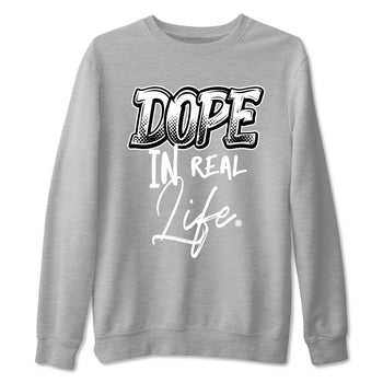 Dope In Real Life sneaker match t-shirt styled to complete your fit with the Air Foamposite One Triple White sneakers, graphic shirts in Heather Grey 2.