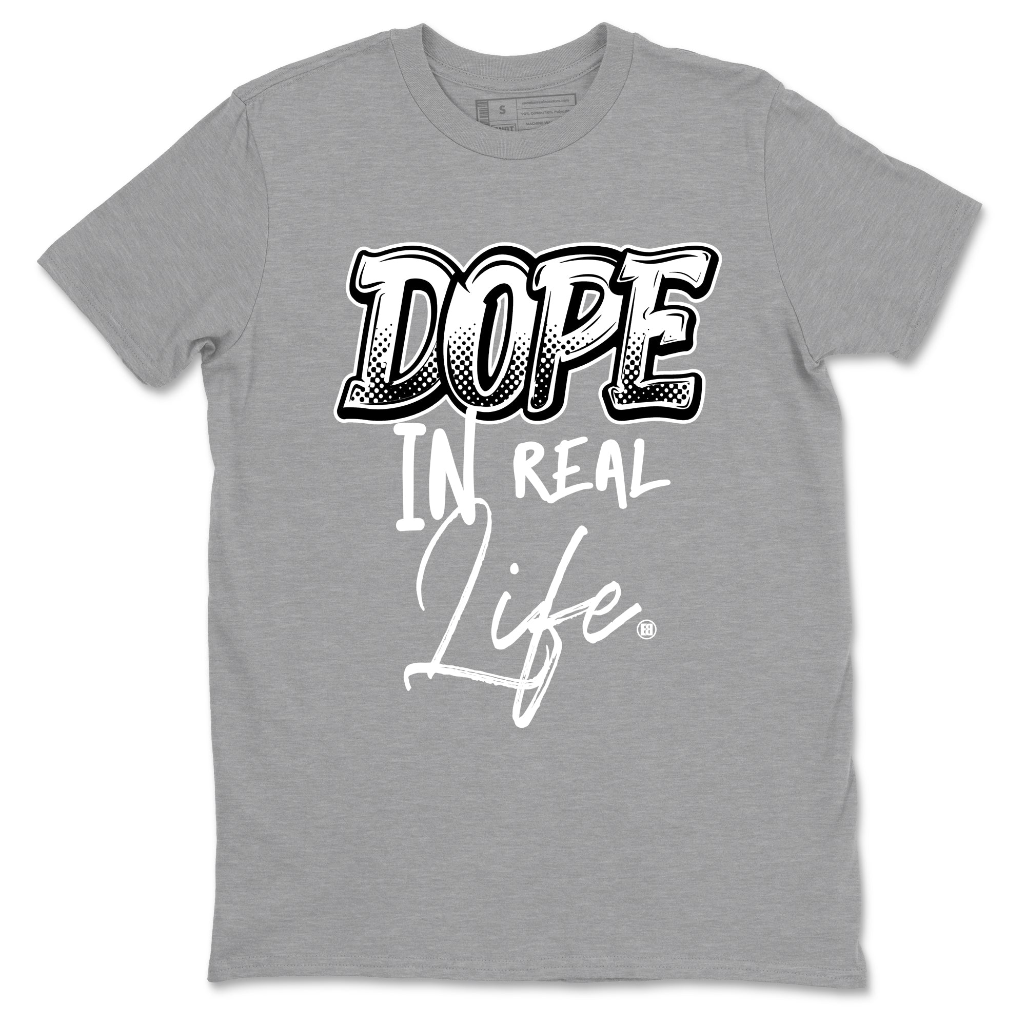 Dope In Real Life sneaker match t-shirt styled to complete your fit with the Air Foamposite One Triple White sneakers, graphic shirts in Heather Grey 2.