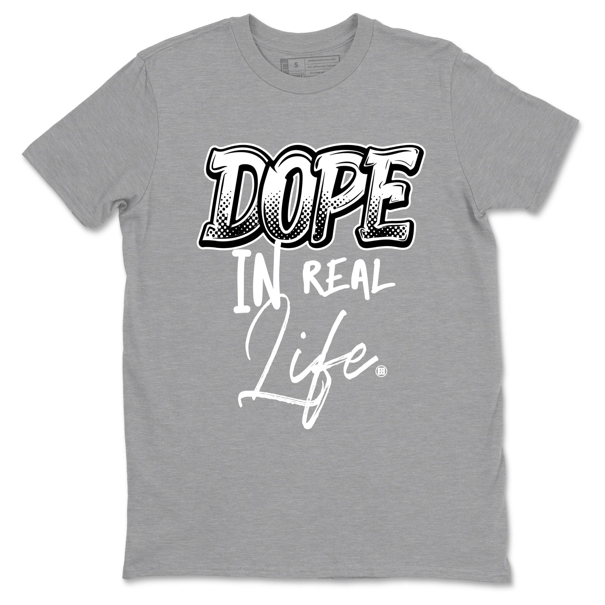 Dope In Real Life sneaker match t-shirt styled to complete your fit with the Air Foamposite One Triple White sneakers, graphic shirts in Heather Grey 2.