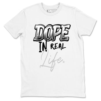 Dope In Real Life sneaker match t-shirt styled to complete your fit with the Air Foamposite One Triple White sneakers, graphic shirts in White 2.