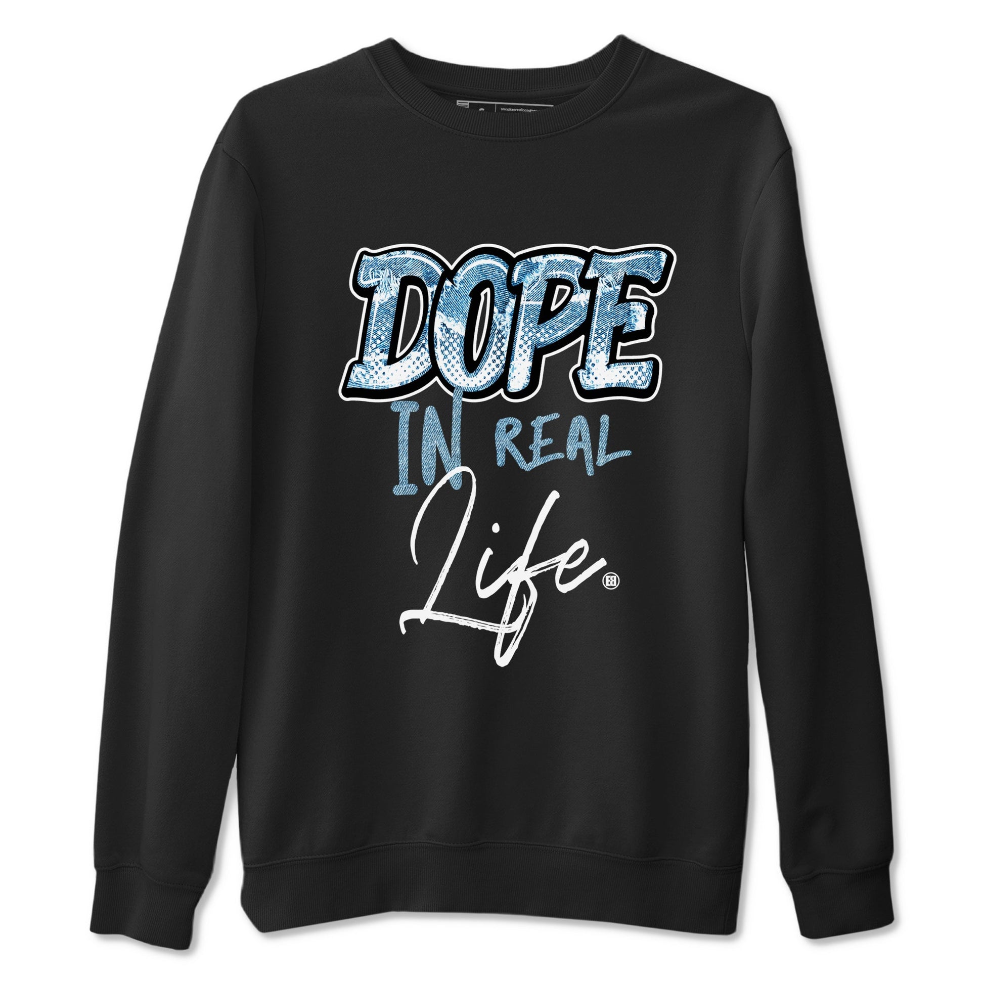 1s Denim shirts to match jordans Dope In Real Life sneaker match tees Air Jordan 1 Denim SNRT Sneaker Tees streetwear brand Black 2 unisex cotton tee