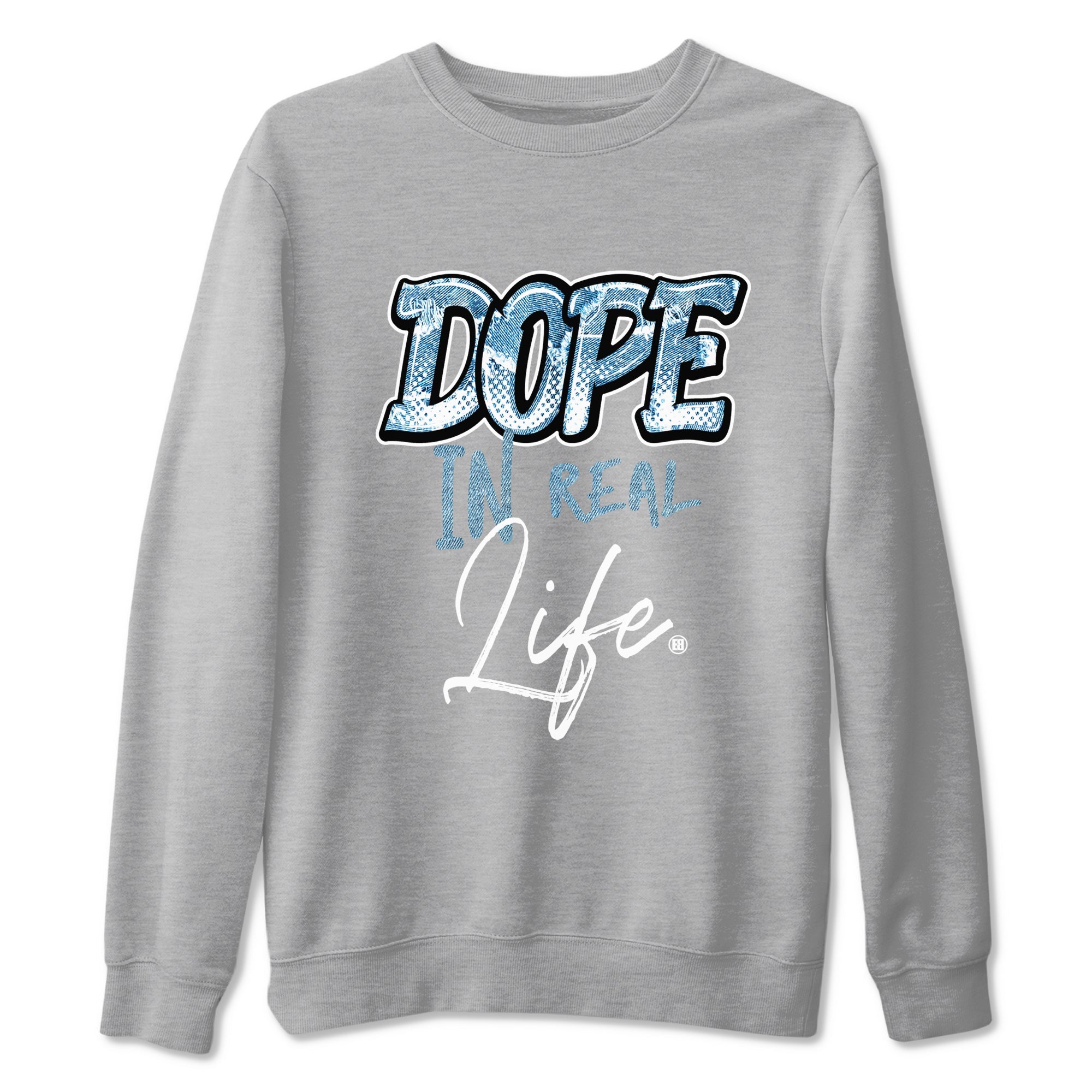 1s Denim shirts to match jordans Dope In Real Life sneaker match tees Air Jordan 1 Denim SNRT Sneaker Tees streetwear brand Heather Grey 2 unisex cotton tee