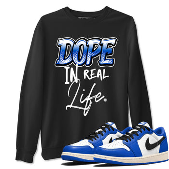 1s Game Royal shirts to match jordans Dope In Real Life sneaker match tees Air Jordan 1 Retro Low OG Game Royal match shoes to clothes SNRT Sneaker Tees unisex cotton Black 1 shirts