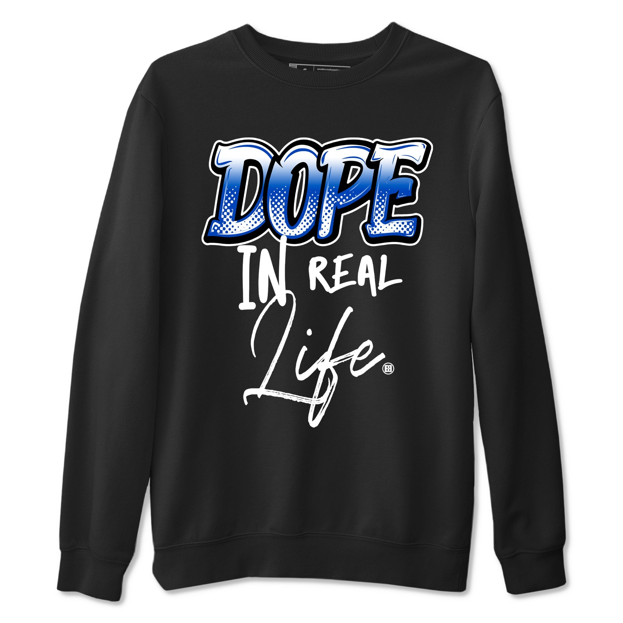 1s Game Royal shirts to match jordans Dope In Real Life sneaker match tees Air Jordan 1 Retro Low OG Game Royal match shoes to clothes SNRT Sneaker Tees unisex cotton Black 2 shirts