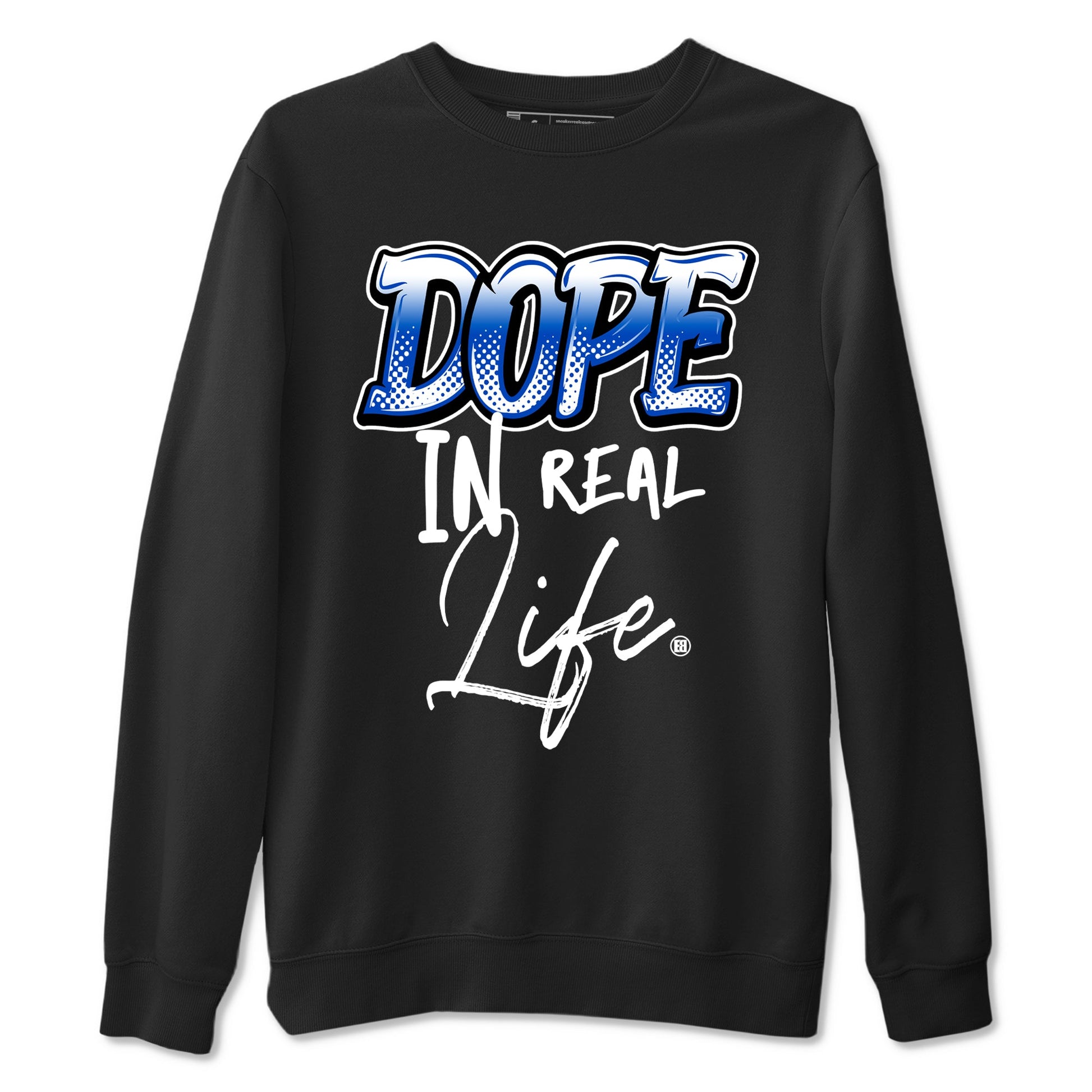 1s Game Royal shirts to match jordans Dope In Real Life sneaker match tees Air Jordan 1 Retro Low OG Game Royal match shoes to clothes SNRT Sneaker Tees unisex cotton Black 2 shirts