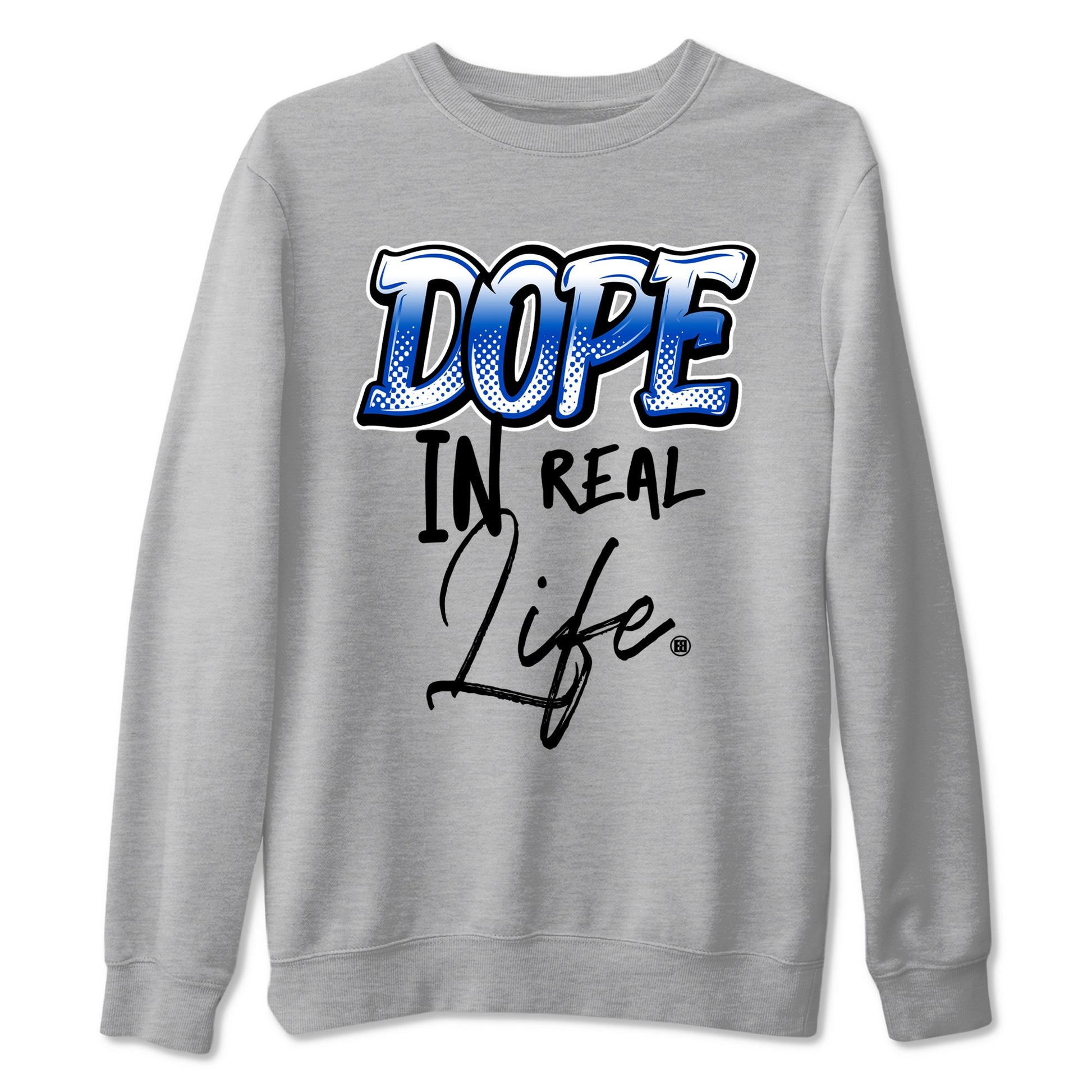 1s Game Royal shirts to match jordans Dope In Real Life sneaker match tees Air Jordan 1 Retro Low OG Game Royal match shoes to clothes SNRT Sneaker Tees unisex cotton Heather Grey 2 shirts