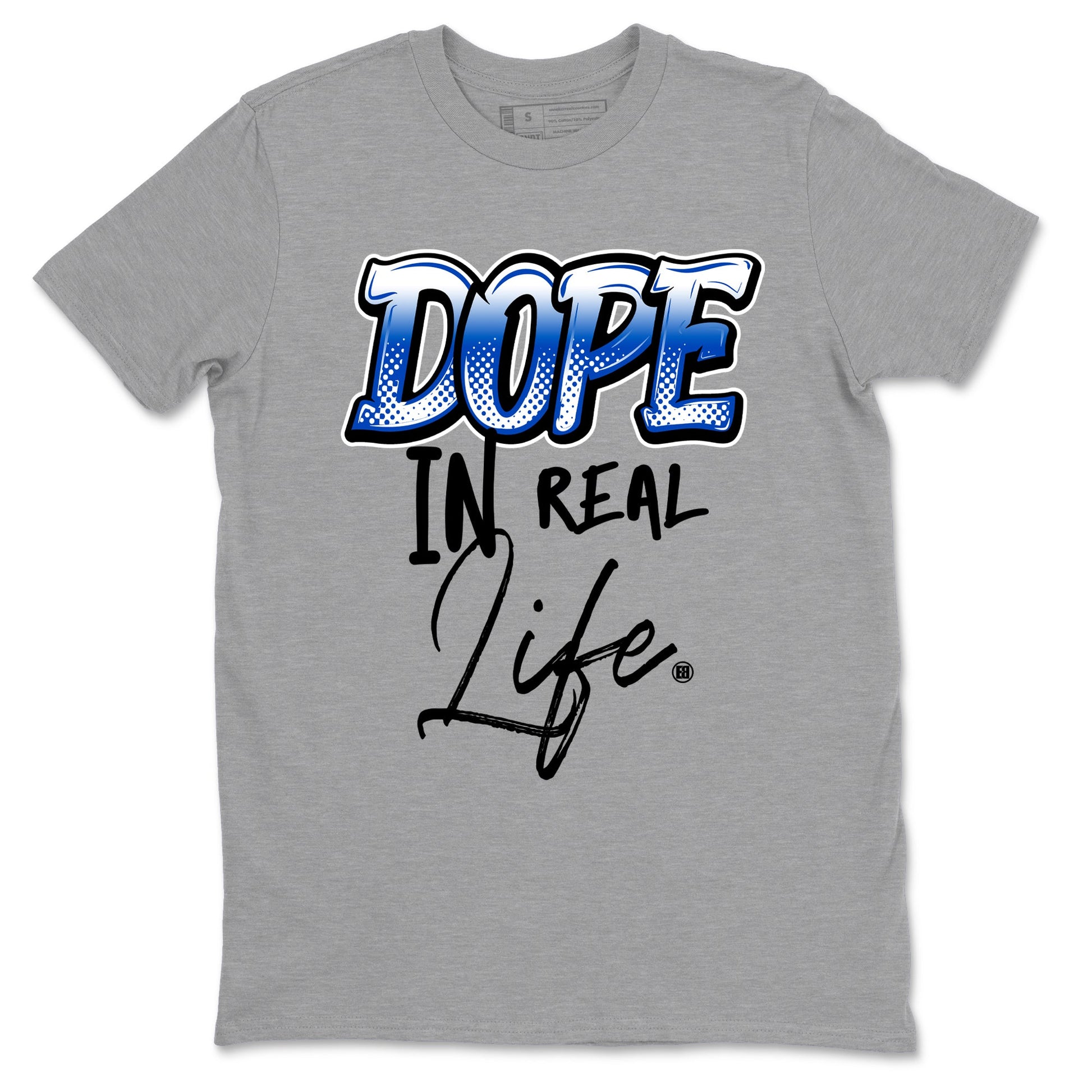 1s Game Royal shirts to match jordans Dope In Real Life sneaker match tees Air Jordan 1 Retro Low OG Game Royal match shoes to clothes SNRT Sneaker Tees unisex cotton Heather Grey 2 shirts