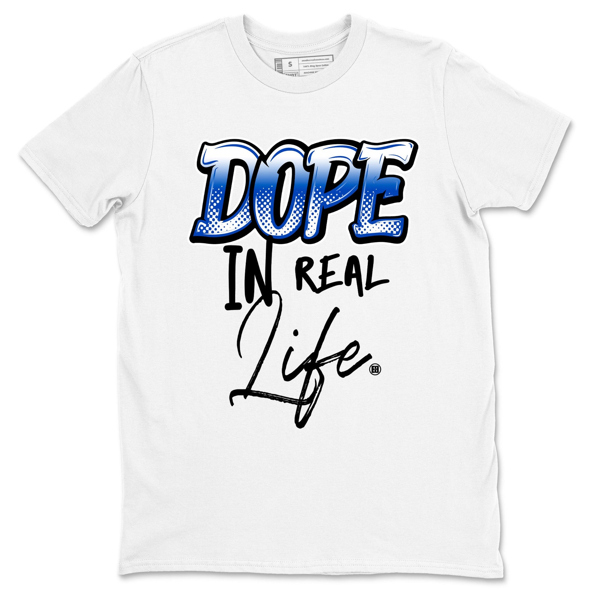 1s Game Royal shirts to match jordans Dope In Real Life sneaker match tees Air Jordan 1 Retro Low OG Game Royal match shoes to clothes SNRT Sneaker Tees unisex cotton White 2 shirts