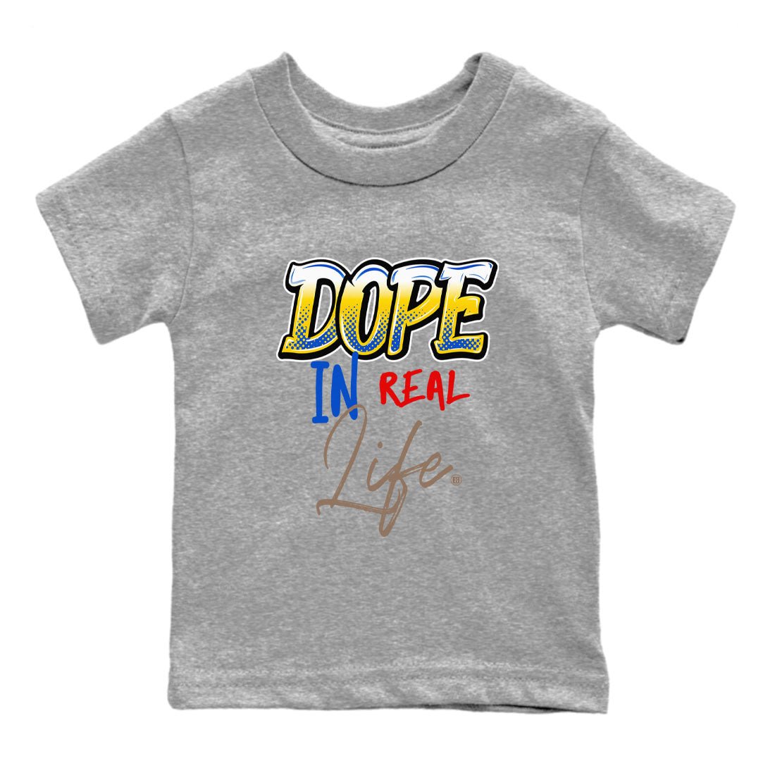 Air Jordan 1 Travis Scott Canary shirt to match jordans Dope In Real Life sneaker tees Air Jordan 1 Low x Travis Scott x Canary SNRT sneaker release tees baby toddler Heather Grey 2 cotton Shirt